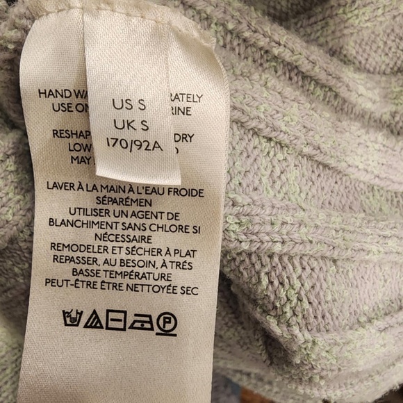 Free People Lime grey combo  Oversized pullover Sweater - Picture 7 of 8